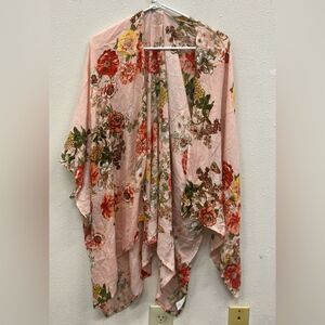 Francesca Pink Floral Kimono Wrap One size #734